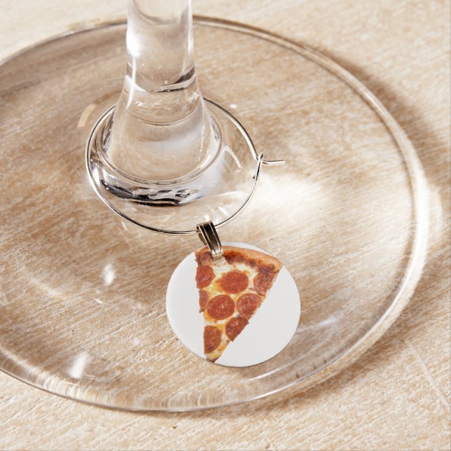 SlipperyJoe's classic pepperoni pizza slice melted Wine Charm (In Situ)