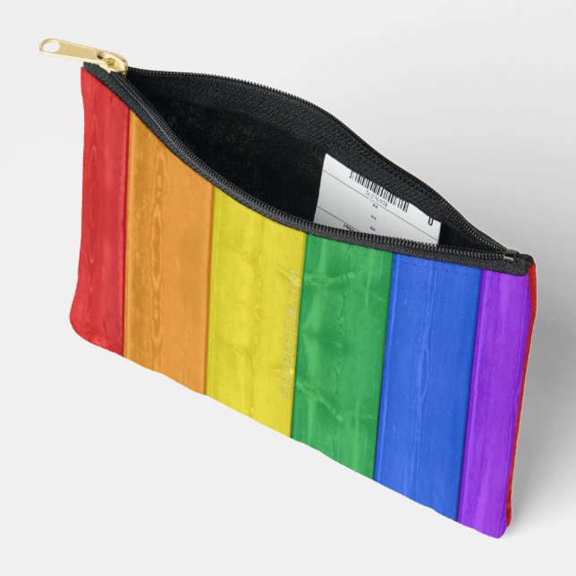 SlipperyJoe's classic rainbow tactile handcrafted  Accessory Pouch (Open)