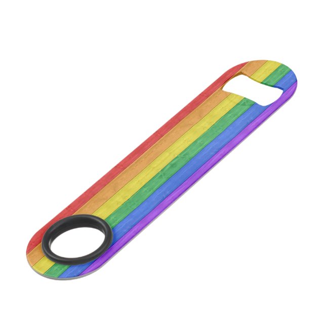 SlipperyJoe's classic rainbow tactile handcrafted  Bar Key (Front Angled)