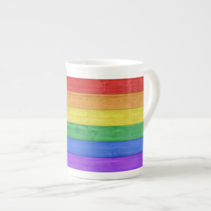 SlipperyJoe's classic rainbow tactile handcrafted  Bone China Mug