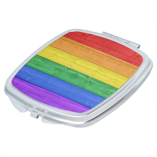 SlipperyJoe's classic rainbow tactile handcrafted  Compact Mirror (Turned)