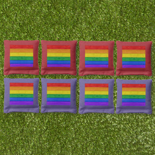 SlipperyJoe's classic rainbow tactile handcrafted  Cornhole Bags