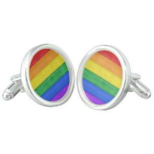 SlipperyJoe's classic rainbow tactile handcrafted  Cufflinks