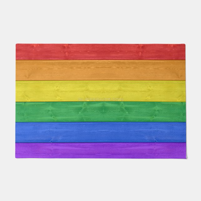 SlipperyJoe's classic rainbow tactile handcrafted  Doormat (Front)