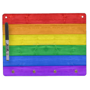 SlipperyJoe's classic rainbow tactile handcrafted Dry Erase Board With Keychain Holder