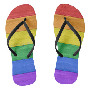SlipperyJoe's classic rainbow tactile handcrafted  Flip Flops
