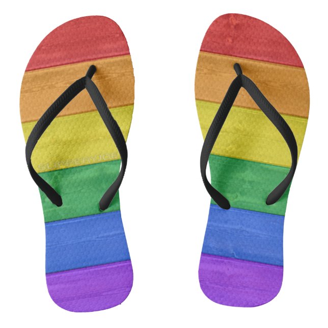 SlipperyJoe's classic rainbow tactile handcrafted  Flip Flops (Footbed)