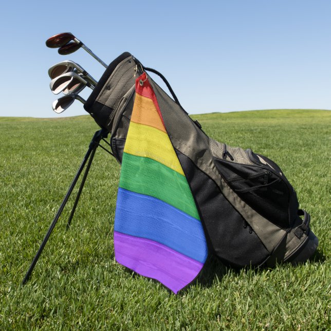 SlipperyJoe's classic rainbow tactile handcrafted  Golf Towel (Green)