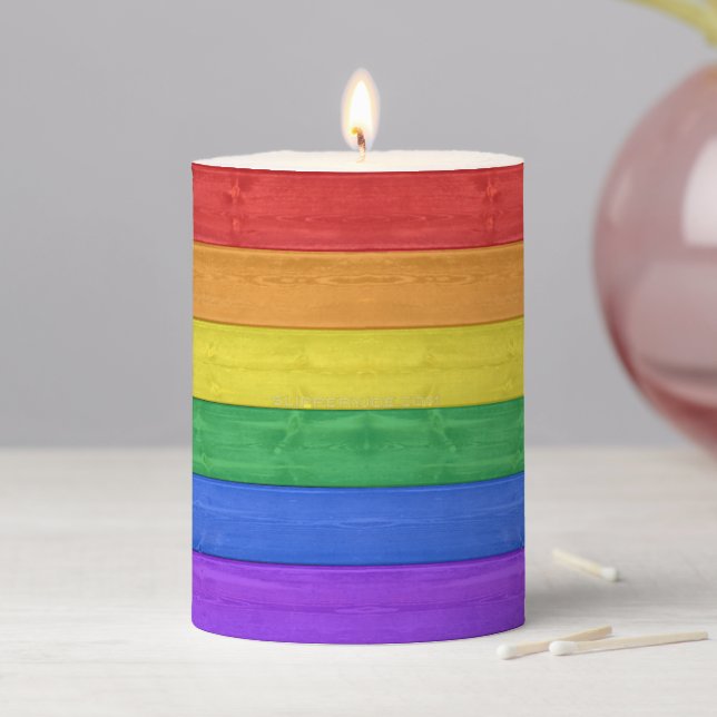 SlipperyJoe's classic rainbow tactile handcrafted  Pillar Candle (In Situ)