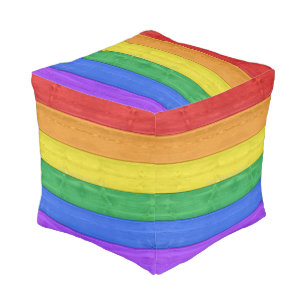 SlipperyJoe's classic rainbow tactile handcrafted  Pouf