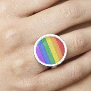 SlipperyJoe's classic rainbow tactile handcrafted  Ring
