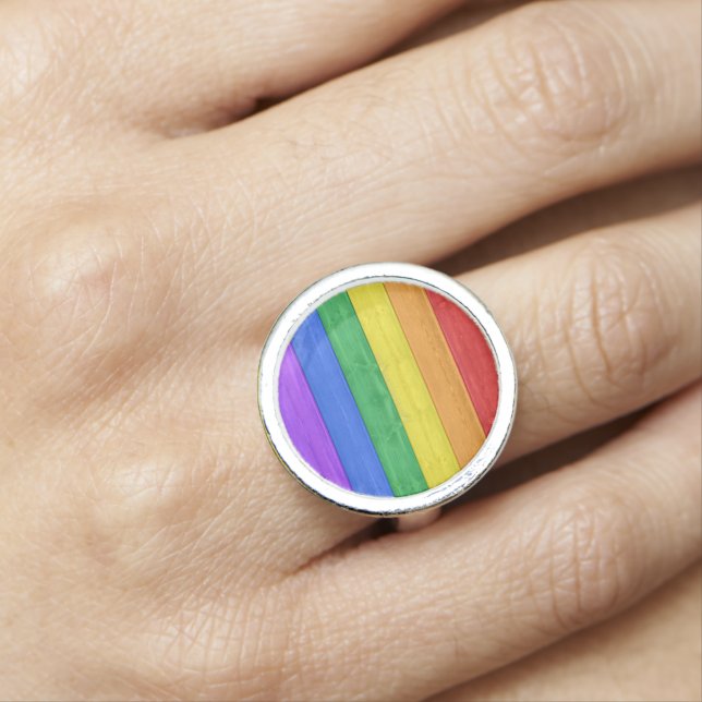 SlipperyJoe's classic rainbow tactile handcrafted  Ring (In Situ)