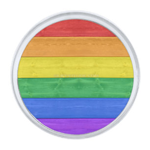 SlipperyJoe's classic rainbow tactile handcrafted Silver Finish Lapel Pin