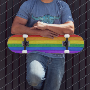 SlipperyJoe's classic rainbow tactile handcrafted Skateboard