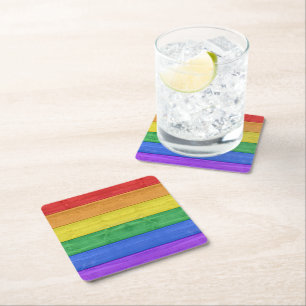 SlipperyJoe's classic rainbow tactile handcrafted Square Paper Coaster