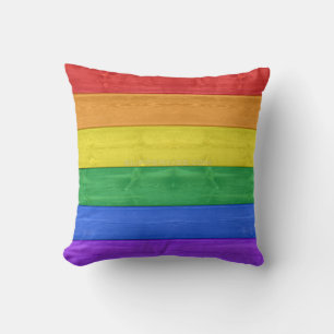 SlipperyJoe's classic rainbow tactile handcrafted  Throw Pillow