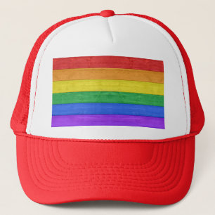 SlipperyJoe's classic rainbow tactile handcrafted Trucker Hat
