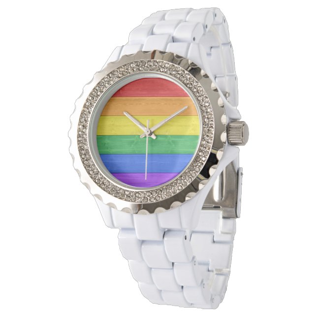 SlipperyJoe's classic rainbow tactile handcrafted  Watch (Angled)