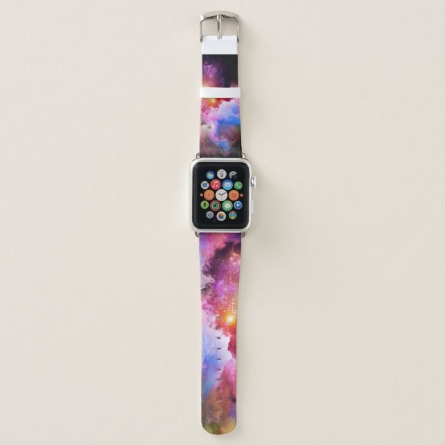 SlipperyJoe's cloud artwork abstract vibrant surre Apple Watch Band (Front)