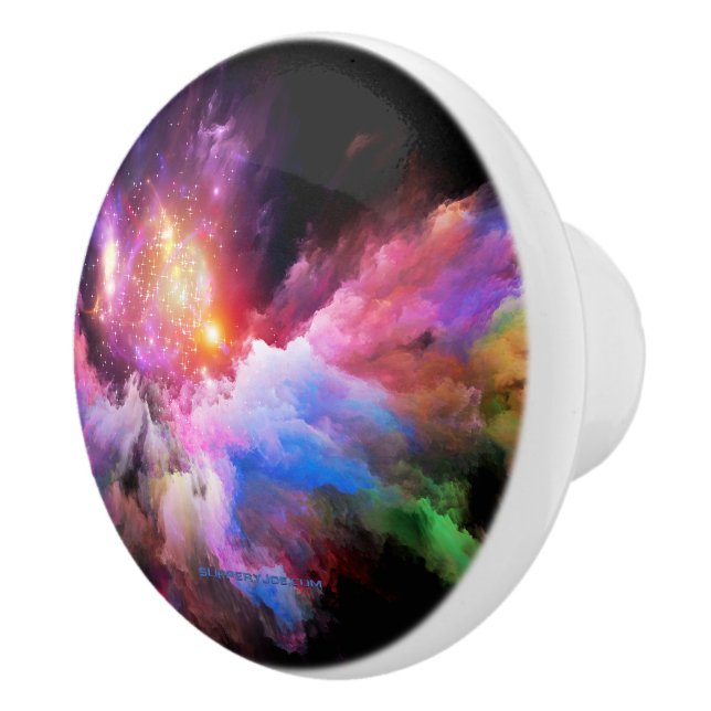 SlipperyJoe's cloud artwork abstract vibrant surre Ceramic Knob (Right)