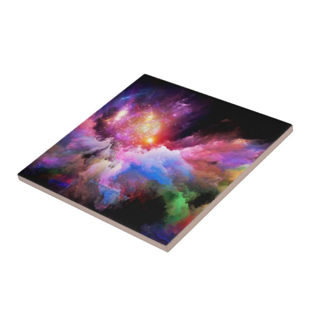 SlipperyJoe's cloud artwork abstract vibrant surre Ceramic Tile (Side)