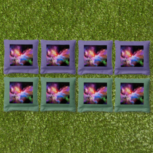 SlipperyJoe's cloud artwork abstract vibrant surre Cornhole Bags