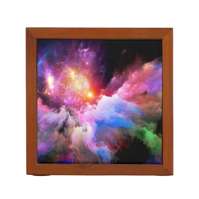 SlipperyJoe's cloud artwork abstract vibrant surre Desk Organizer (Front)