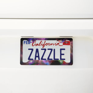 SlipperyJoe's cloud artwork abstract vibrant surre License Plate Frame