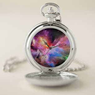 SlipperyJoe's cloud artwork abstract vibrant surre Pocket Watch