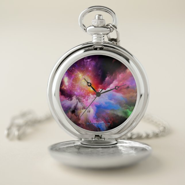 SlipperyJoe's cloud artwork abstract vibrant surre Pocket Watch (Inside)