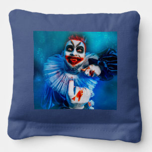 SlipperyJoe's clown outfit Happy Halloween blood k Cornhole Bags