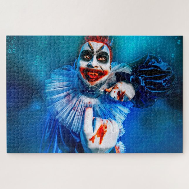 SlipperyJoe's clown outfit Happy Halloween blood k Jigsaw Puzzle (Horizontal)