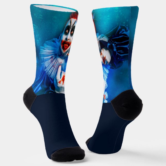 SlipperyJoe's clown outfit Happy Halloween blood k Socks (Angled)