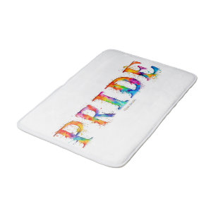 SlipperyJoe's colorful creative Pride-themed text- Bath Mat