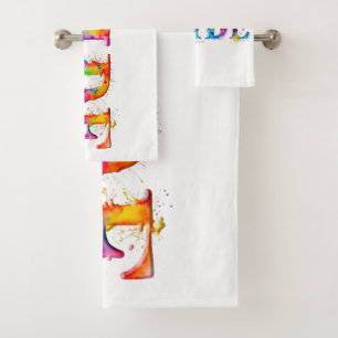 SlipperyJoe's colorful creative Pride-themed text- Bath Towel Set