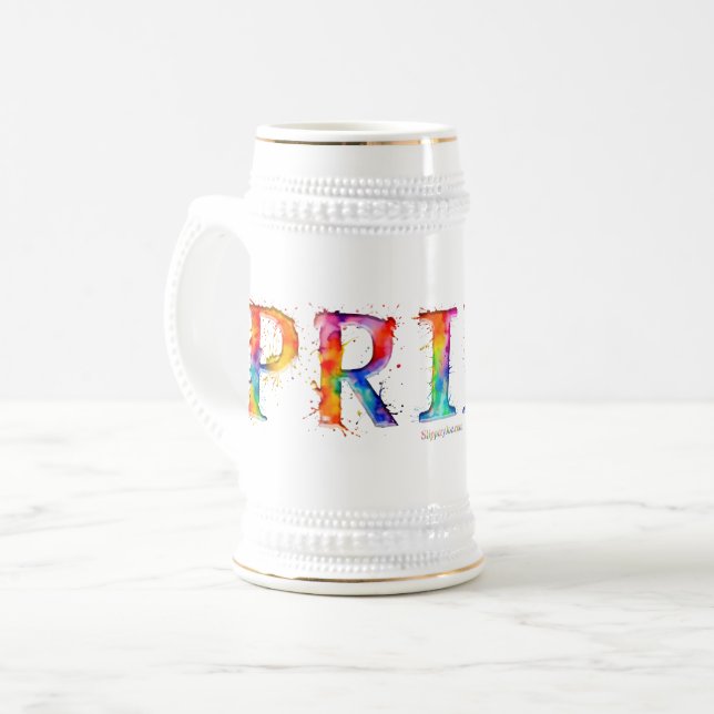 SlipperyJoe's colorful creative Pride-themed text- Beer Stein (Front Left)