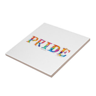 SlipperyJoe's colorful creative Pride-themed text- Ceramic Tile