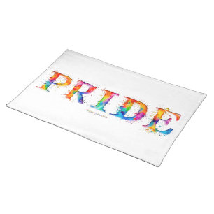 SlipperyJoe's colorful creative Pride-themed text- Cloth Placemat
