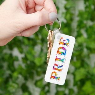 SlipperyJoe's colorful creative Pride-themed text- Keychain
