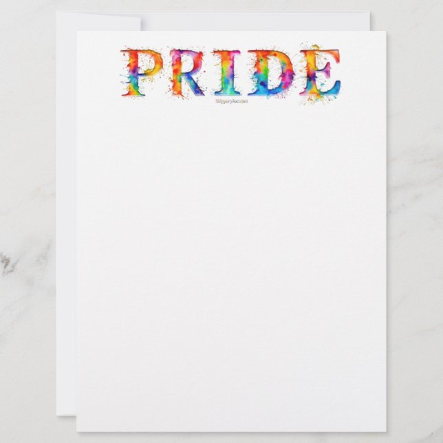SlipperyJoe's colorful creative Pride-themed text- Letterhead (Front)