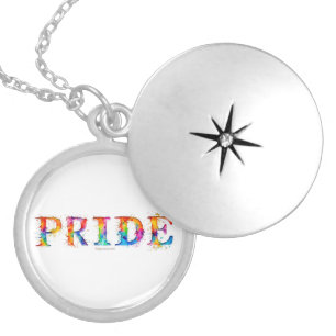 SlipperyJoe's colorful creative Pride-themed text- Locket Necklace