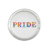 SlipperyJoe's colorful creative Pride-themed text- Ring (Front)