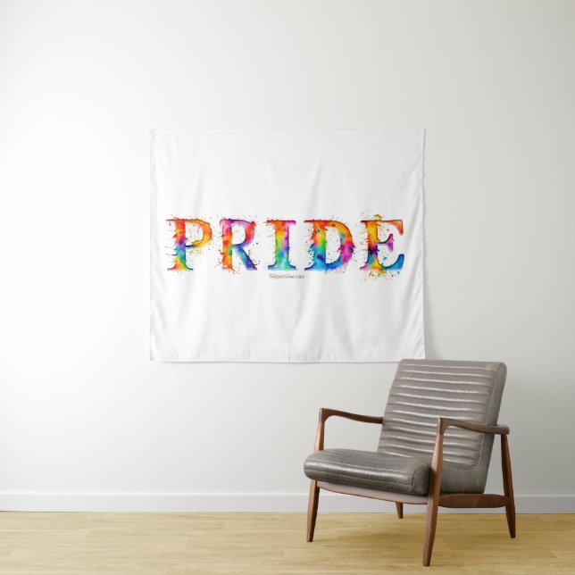 SlipperyJoe's colorful creative Pride-themed text- Tapestry (In Situ (Horizontal))