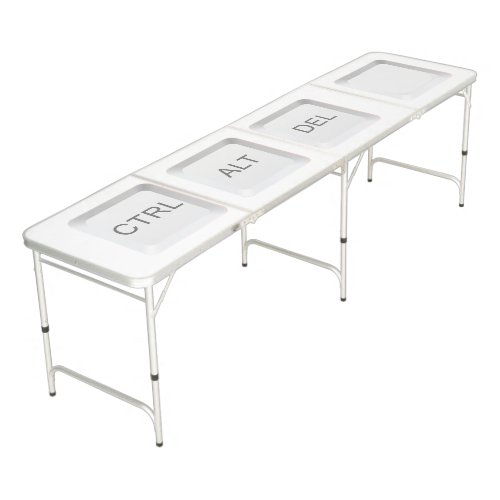 SlipperyJoe's CTRL ALT DEL buttons three white com Beer Pong Table