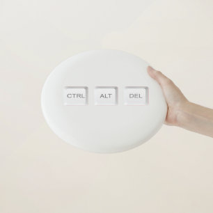 SlipperyJoe's CTRL ALT DEL buttons three white com Wham-O Frisbee