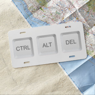 SlipperyJoe's CTRL ALT DEL computer keyboard butto License Plate