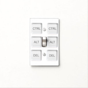 SlipperyJoe's CTRL ALT DEL computer keyboard butto Light Switch Cover