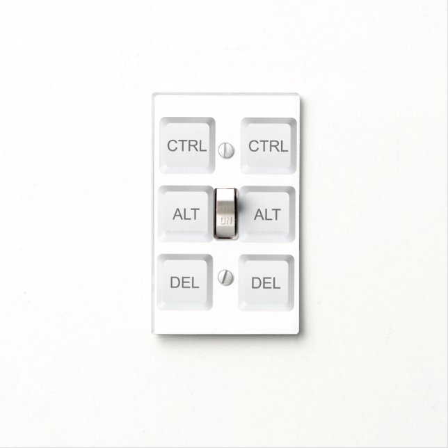 SlipperyJoe's CTRL ALT DEL computer keyboard butto Light Switch Cover (In Situ)