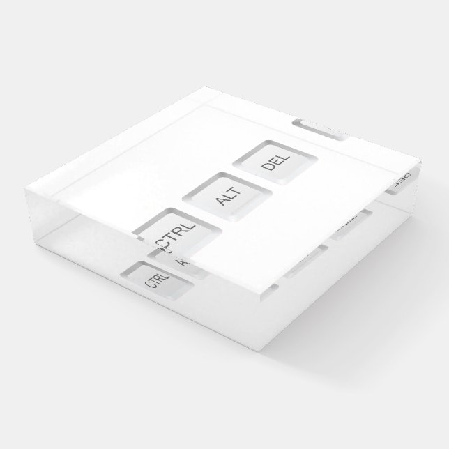 SlipperyJoe's CTRL ALT DEL computer keyboard butto Paperweight (Angled)