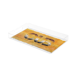 SlipperyJoe's cub bear word orange-brown tones pro Acrylic Tray